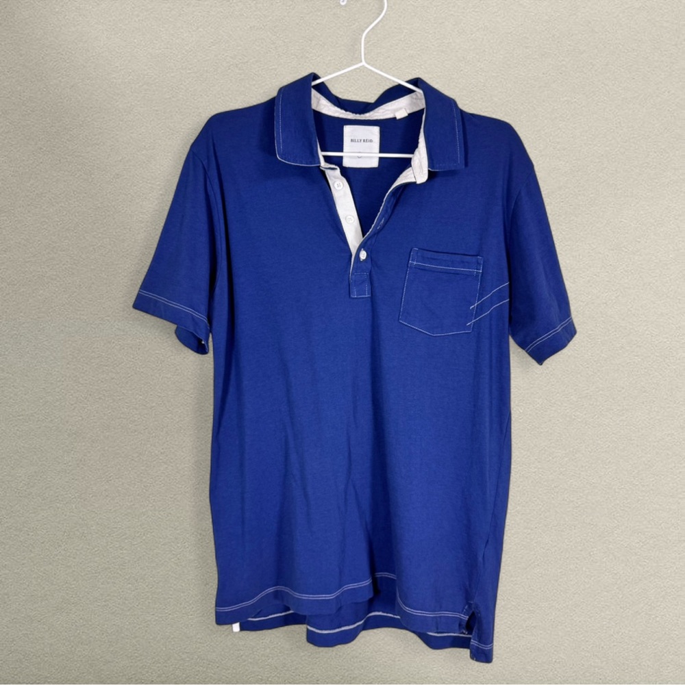 Billy Reid Blue Short‎ Sleeve Polo Shirt Men’s Large